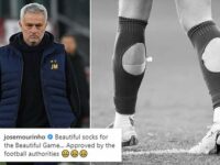 Jose Mourinho shares strange images of footballers with holes in their socks