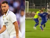 Fans react as Eden Hazard stuns influencer team-mates in training for charity football match in Qatar as ex-Chelsea star seen ‘skinning influencers’