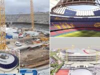 New images of Nou Camp redevelopment show £1.3billion stadium still looking like a building site… as Barcelona boldly claim the iconic venue will host matches THIS YEAR