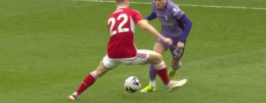 (Video) Bobby Clark embarrasses Nott Forest star with cheeky nutmeg; leaves him only one choice