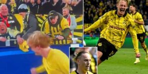 Borussia Dortmund fan appears to steal a Julian Brandt shirt from a supporter in a wheelchair after their Champions League win over Atletico Madrid… as team-mate Marius Wolf confirms they will sort the situation