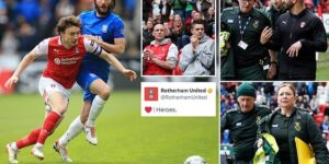 Championship game between Rotherham and Birmingham is halted for 35 minutes due to medical emergency in the crowd with players taken off the pitch