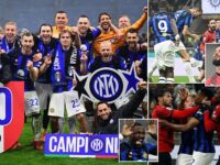 Inter Milan celebrate their 20th Serie A title as they defeat city rivals AC Milan in a bad-tempered derby… with three players sent off in stoppage time