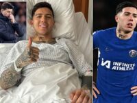Enzo Fernandez shares a photo from the hospital bed after successful surgery… as the Chelsea star reveals his groin injury left him in ‘intense’ pain for ‘six months’