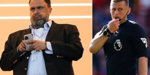 Nottingham Forest owner Evangelos Marinakis ‘SPAT’ at referee’s feet ‘in disgusting show of contempt’ to earn five-match FA ban… but he claims he was COUGHING after smoking ‘three cigars a day’