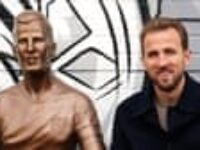 ‘Stuff of nightmares’ statue of Harry Kane unveiled after five years in storage