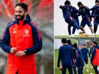 Ruben Amorim oversees first Man United training session as eagle-eyed fan spots which players the new boss lined-up in his favoured 3-4-3 formation