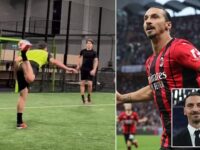 He’s still got it! Zlatan Ibrahimovic rolls back the years after scoring a cheeky scorpion kick during a five-a-side game a year after retiring