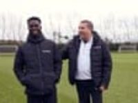 ‘He’s still got it’: Bukayo Saka reunites with grassroots football coach – video