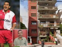 Wheelchair-bound ex-Argentina footballer is accused of killing his wife by her family after she fell to her death from a seventh-floor balcony