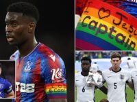 Devout Christian England star Marc Guehi could face FA charge for scrawling ‘I love Jesus’ on rainbow armband for Premier League LGBT awareness game, while another team’s Muslim captain REFUSED to wear it