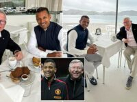 Former Man United star Nani reunites with old boss Sir Alex Ferguson as they enjoy breakfast together in Portugal