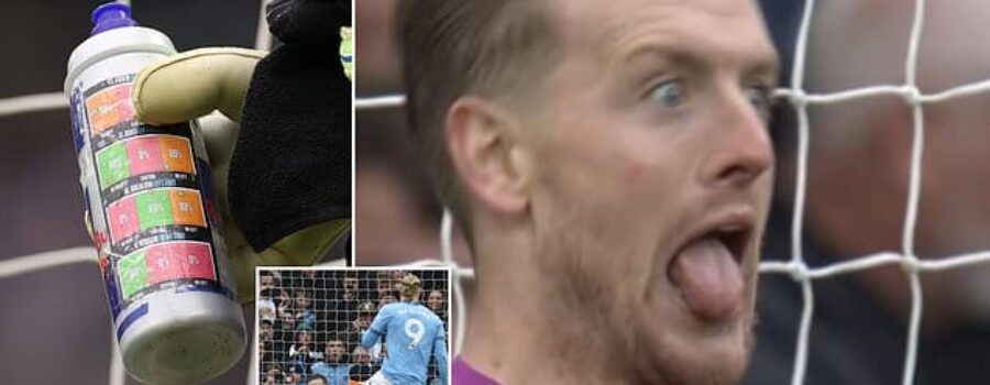 Jordan Pickford’s penalty antics put off Erling Haaland before his big MISS for Man City, as water bottle cheat sheet for the Everton keeper emerges