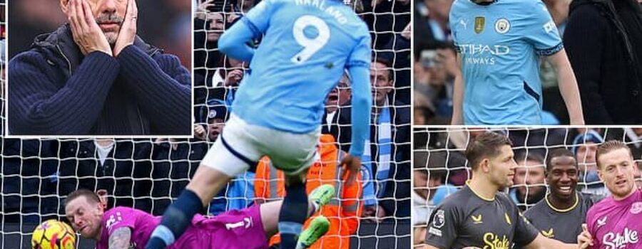 Man City 1-1 Everton: Erling Haaland misses a penalty as champions’ miserable run of form continues