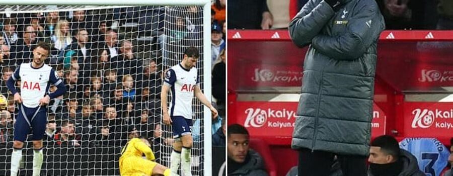 Ange Postecoglou reveals setback for Tottenham star as his side’s injury crisis deepens after Radu Dragusin limped off during defeat by Nottingham Forest