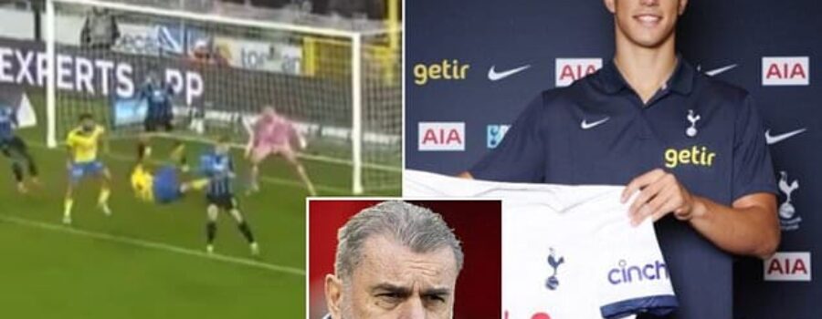 When can he join again!? Incoming Tottenham teenage defender Luka Vuskovic scores acrobatic wondergoal in Belgium amid Spurs’ injury crisis ahead of Premier League switch