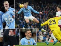 Man City 4-1 West Ham:  Pep Guardiola’s side record back-to-back league wins for the first time since OCTOBER with a dominant showing at the Etihad