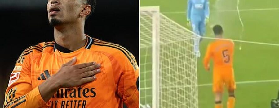 Fans praise Jude Bellingham’s ‘s***housery’ after Real Madrid star is spotted emptying opposition’s water bottle onto the floor – after Vinicius Jr was sent off in heated Valencia clash