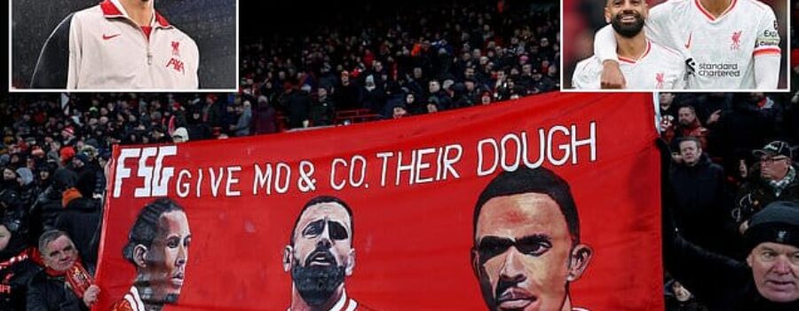 Liverpool fans demand FSG action over Mo Salah, Virgil van Dijk, and Trent Alexander-Arnold as Kop banner tells club owners to ‘cough up the dough’ over new contracts