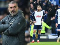 Furious Tottenham manager Ange Postecoglou snaps back at BBC reporter over their season’s struggles with a sarcastic remark after his side’s dismal 3-2 defeat by Everton