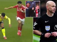 Bizarre moment Anthony Taylor makes horror mistake despite being just YARDS away from incident… before fed-up fans jokingly try to BRIBE referee after torrid afternoon