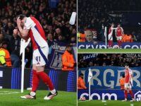 Arsenal star Declan Rice targeted by objects thrown from Dinamo Zagreb fans – after midfielder gave the Gunners a Champions League lead