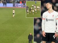 Darwin Nunez ignores Liverpool’s travelling supporters at full-time after draw against Aston Villa – as fans hit back at forward’s ‘shocking attitude’