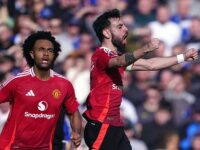 Everton 2-2 Man United: Bruno Fernandes’s stunning free-kick sparks late Red Devils comeback… before Toffees are controversially denied a stoppage-time penalty