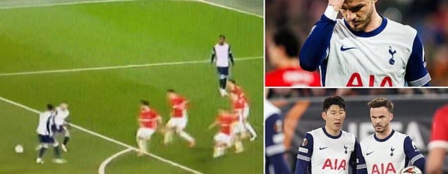 Fans fume at ‘the most Tottenham set-piece imaginable’ after James Maddison and Son Heung-min are caught in hilarious blunder