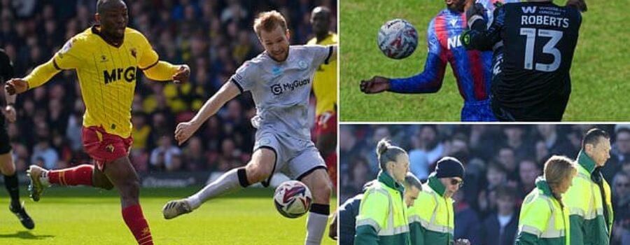 Millwall fans heard singing new vile Jean-Philippe Mateta chant after Crystal Palace forward was rushed to hospital following horror karate kick challenge by Lions goalkeeper Liam Roberts