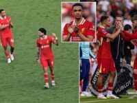 New footage shows Liverpool star gesturing to fans in the Kop after booing departing Trent Alexander-Arnold following Arsenal draw