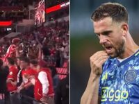 The incredible moment PSV fans discover Jordan Henderson’s Ajax have CHOKED in the Dutch title race to 99th-minute equaliser