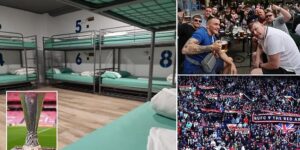 Man United and Tottenham supporters compare £550 hostel bed to SQUID GAME’S dormitory: Fans face sleeping on the street for Europa League final as 80,000 flock to Bilbao – where prices have been hiked by 900%