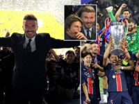 David Beckham posts 12-word message to celebrate PSG’s emphatic Champions League win after watching the final alongside Tom Cruise