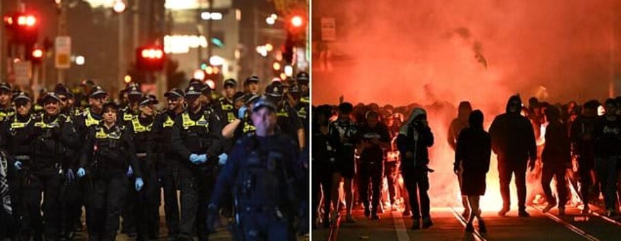 Police stand firm on show of force at soccer final after flares thrown at cops ahead of A-League’s clash