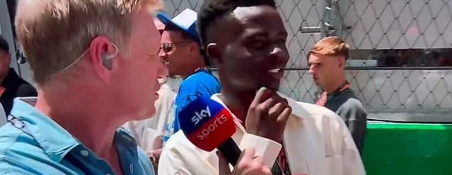 Bukayo Saka is called out for ‘arrogant’ interview behaviour at F1’s Barcelona Grand Prix as he breaks the golden rule of the grid walk