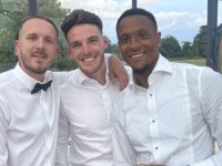 Declan Rice and girlfriend Lauren Fryer attend Dani Dyer and Jarrod Bowen’s wedding together