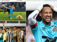 Neymar begs fans to ‘forgive’ him for bizarre Diego Maradona-esque ‘Hand of God’ red card – in possible final appearance for boyhood club Santos