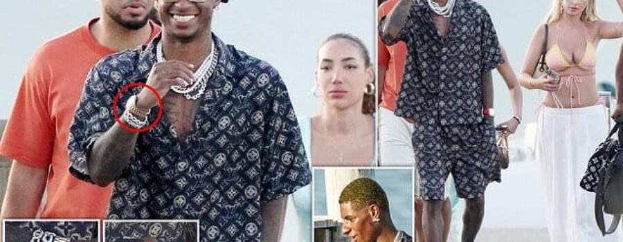 Marcus Rashford spotted with a mystery blonde on a lavish Saint-Tropez getaway, dressed in £340,000-worth of designer clothes and watches and carrying tobacco pouches as he waits for Man United transfer