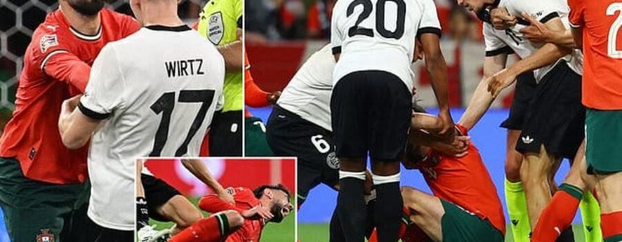 Liverpool target Florian Wirtz puts in crunching tackle on Man United star Bruno Fernandes and rows with Bernardo Silva in Germany’s defeat by Portugal