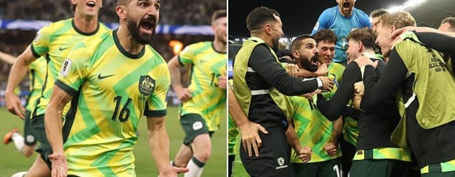 Socceroos star’s dramatic last-gasp winner against Japan puts Tony Popovic’s side on the verge of 2026 World Cup qualification
