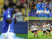 Leeds star leaves the field in tears after being sent off as Germany beat nine-man Italy in thrilling quarter-final at European Under-21 Championship