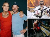 Ex-Man United boss Erik ten Hag meets Robbie Williams after attending the popstar’s gig in Amsterdam as he enjoys his summer before starting work at Bayer Leverkusen