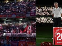 Liverpool stage touching tribute to Diogo Jota and his brother as Reds legend lays flowers ahead of friendly in Japan – with stadium lit up by fans in stunning red and white display