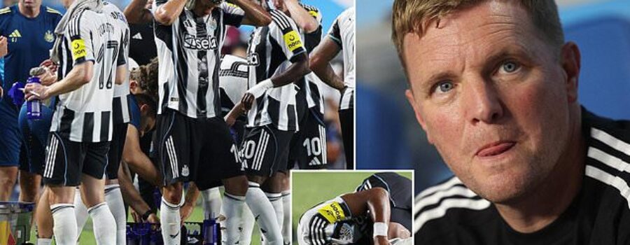 Newcastle star is taken off on stretcher after suffering worrying injury during preseason friendly – just weeks before new season kicks off