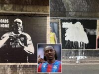 Tottenham vandals RUIN Eberechi Eze mural outside Arsenal’s stadium – just two days after it was unveiled – after he turned down Spurs for their rivals in £68m transfer hijack